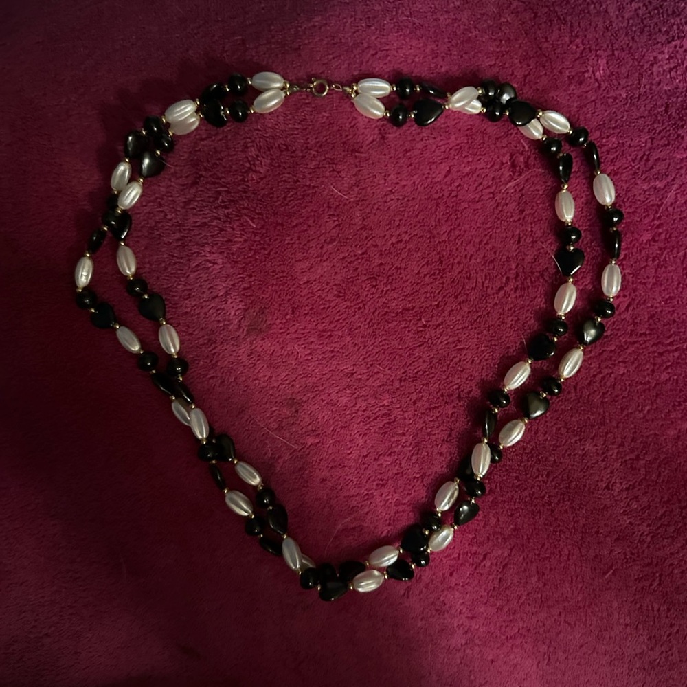 Vintage fax black and white pearl necklace - Picture 1 of 6